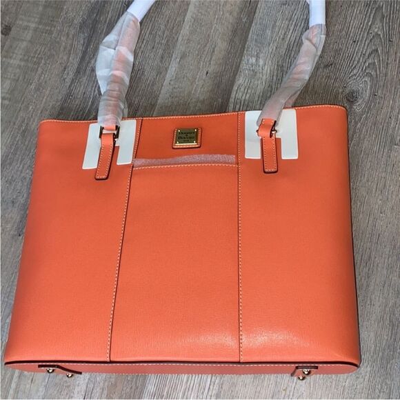 Dooney & Bourke Saffiano Lexington in Coral New with Tags - Picture 7 of 13